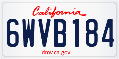 CA license plate 6WVB184
