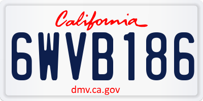CA license plate 6WVB186