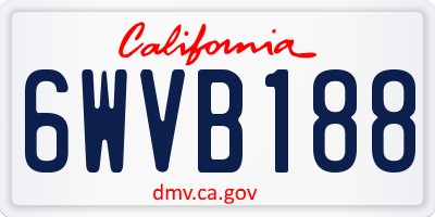 CA license plate 6WVB188