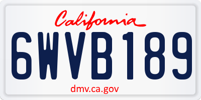 CA license plate 6WVB189