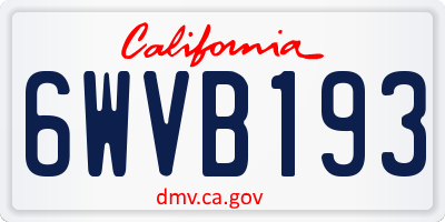 CA license plate 6WVB193