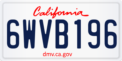 CA license plate 6WVB196
