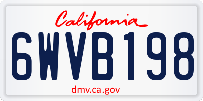 CA license plate 6WVB198