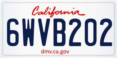 CA license plate 6WVB202