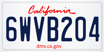 CA license plate 6WVB204