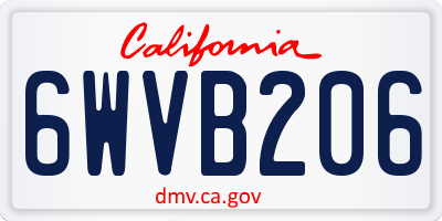 CA license plate 6WVB206