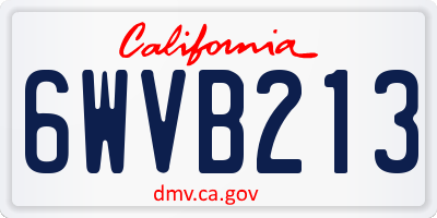 CA license plate 6WVB213