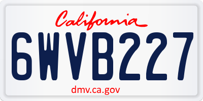 CA license plate 6WVB227