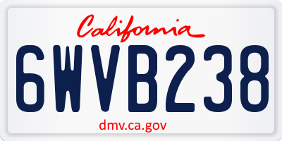 CA license plate 6WVB238