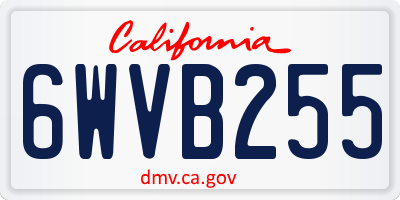 CA license plate 6WVB255