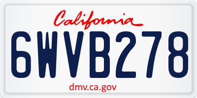 CA license plate 6WVB278