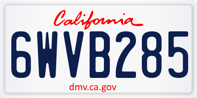 CA license plate 6WVB285