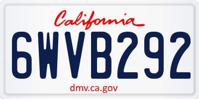 CA license plate 6WVB292
