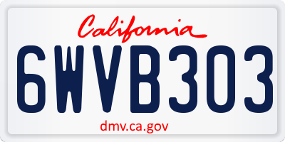 CA license plate 6WVB303