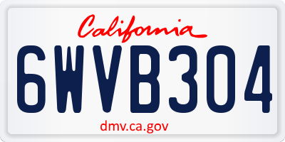 CA license plate 6WVB304
