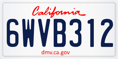 CA license plate 6WVB312
