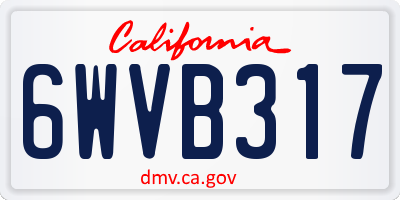CA license plate 6WVB317