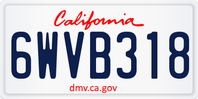 CA license plate 6WVB318