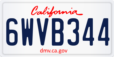 CA license plate 6WVB344