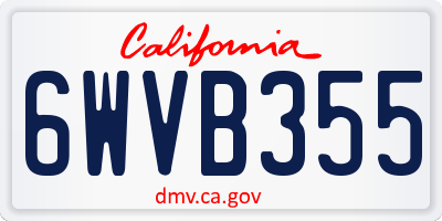 CA license plate 6WVB355