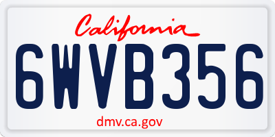 CA license plate 6WVB356