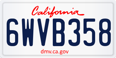 CA license plate 6WVB358