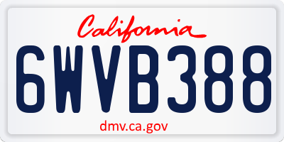CA license plate 6WVB388