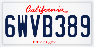 CA license plate 6WVB389