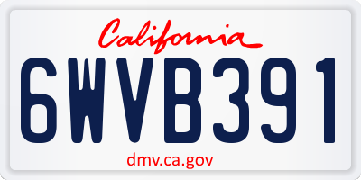 CA license plate 6WVB391
