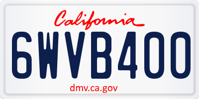 CA license plate 6WVB400