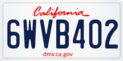 CA license plate 6WVB402