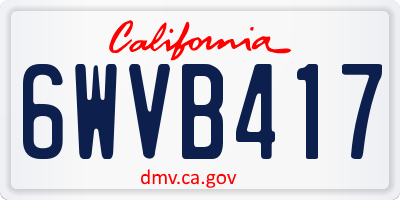 CA license plate 6WVB417