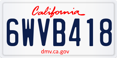 CA license plate 6WVB418