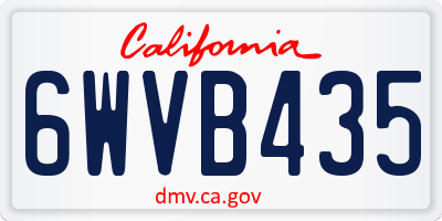 CA license plate 6WVB435
