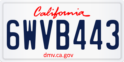 CA license plate 6WVB443