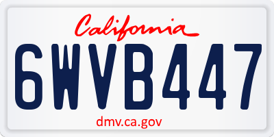 CA license plate 6WVB447