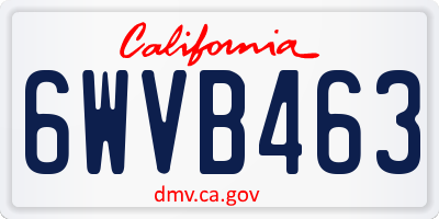 CA license plate 6WVB463