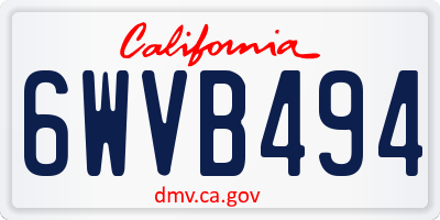 CA license plate 6WVB494