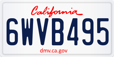 CA license plate 6WVB495