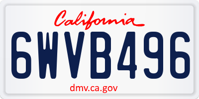 CA license plate 6WVB496