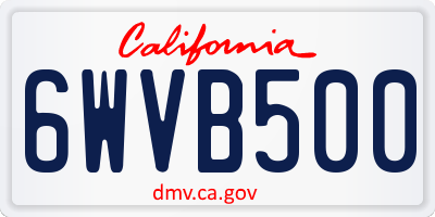 CA license plate 6WVB500