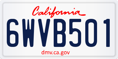 CA license plate 6WVB501