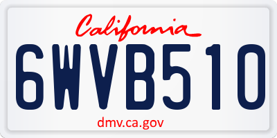 CA license plate 6WVB510