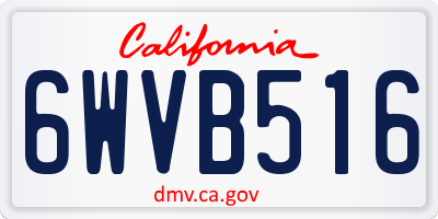 CA license plate 6WVB516