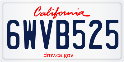 CA license plate 6WVB525