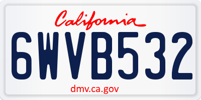 CA license plate 6WVB532
