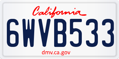 CA license plate 6WVB533