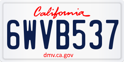 CA license plate 6WVB537