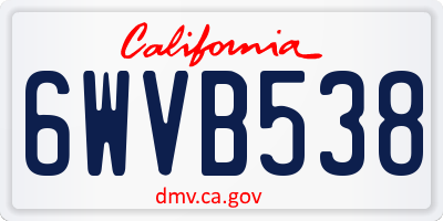CA license plate 6WVB538