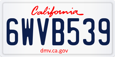 CA license plate 6WVB539